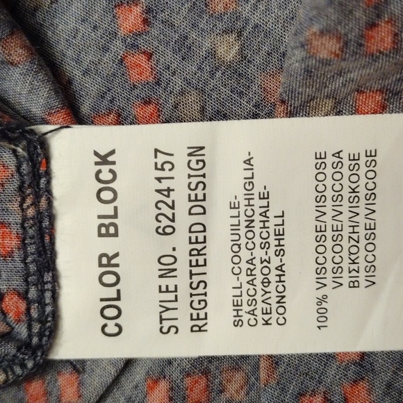 Color Block Long Sleeve Mini Dress, Size Small, Steel Blue/Red & Tan Design - Picture 8 of 10